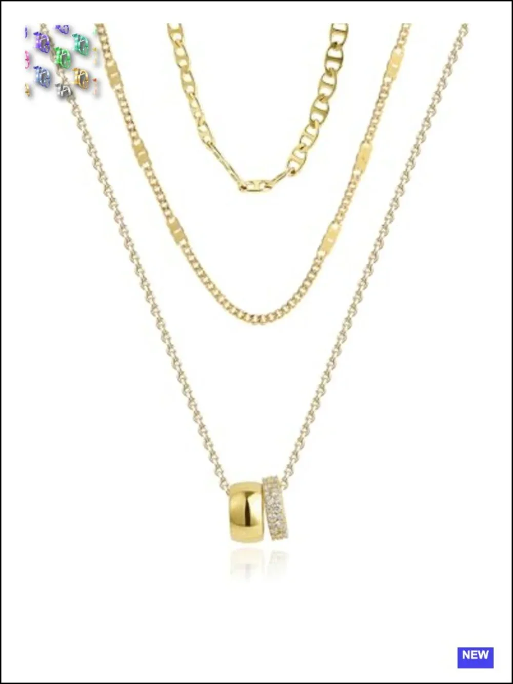 14K Gold Plated Layered Necklace Set with CZ Hypoallergenic Dainty Stackable